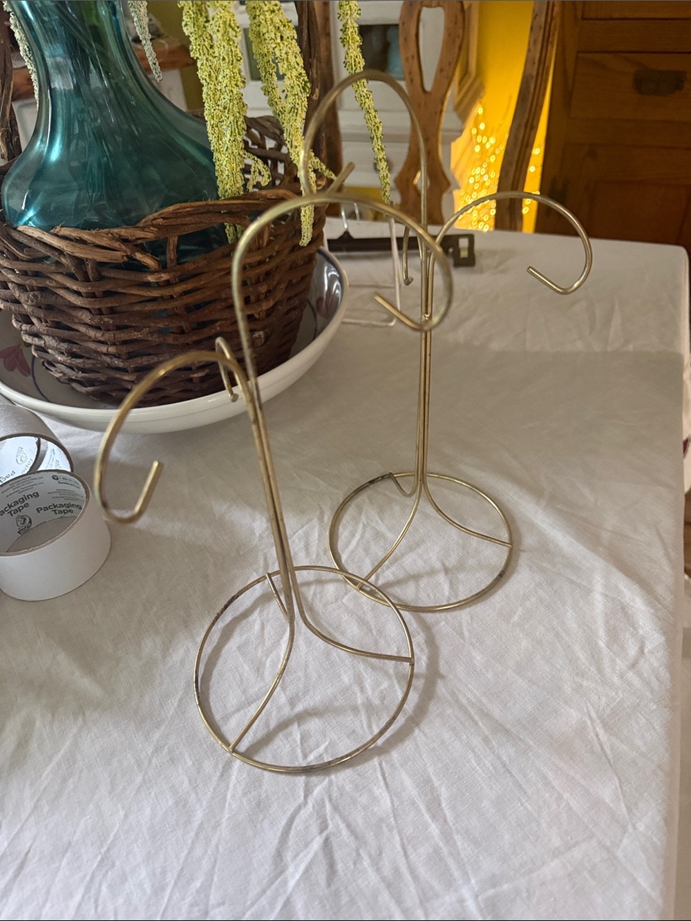 Gold Metal Ornament Display Stands - Pair